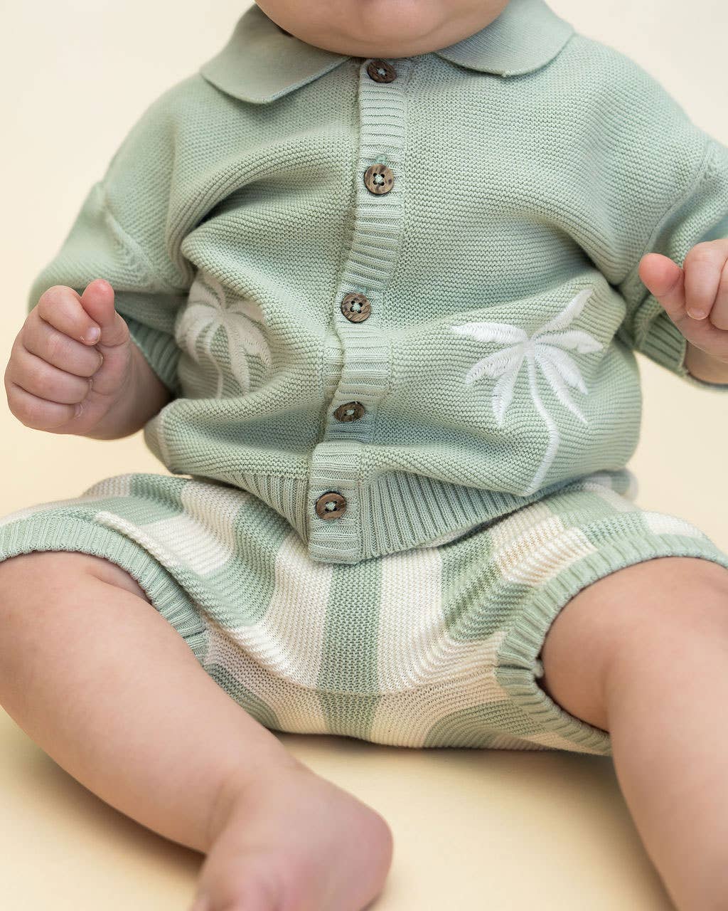 Palm Trees Embroidered Baby Shirt & Shorts Set (Organic)