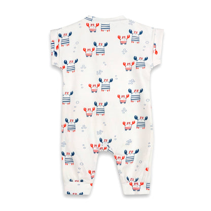 Nautical Crab Kangaroo Pocket Baby Jumpsuit (Organic Jersey)