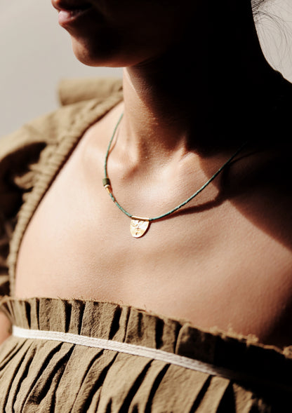 River Song - Antique Turquoise with Halfmoon Talisman Necklace