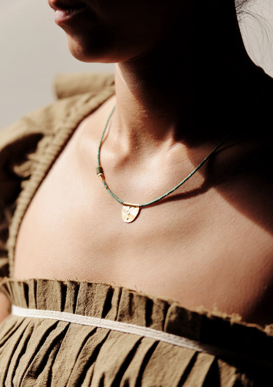 River Song - Antique Turquoise with Halfmoon Talisman Necklace