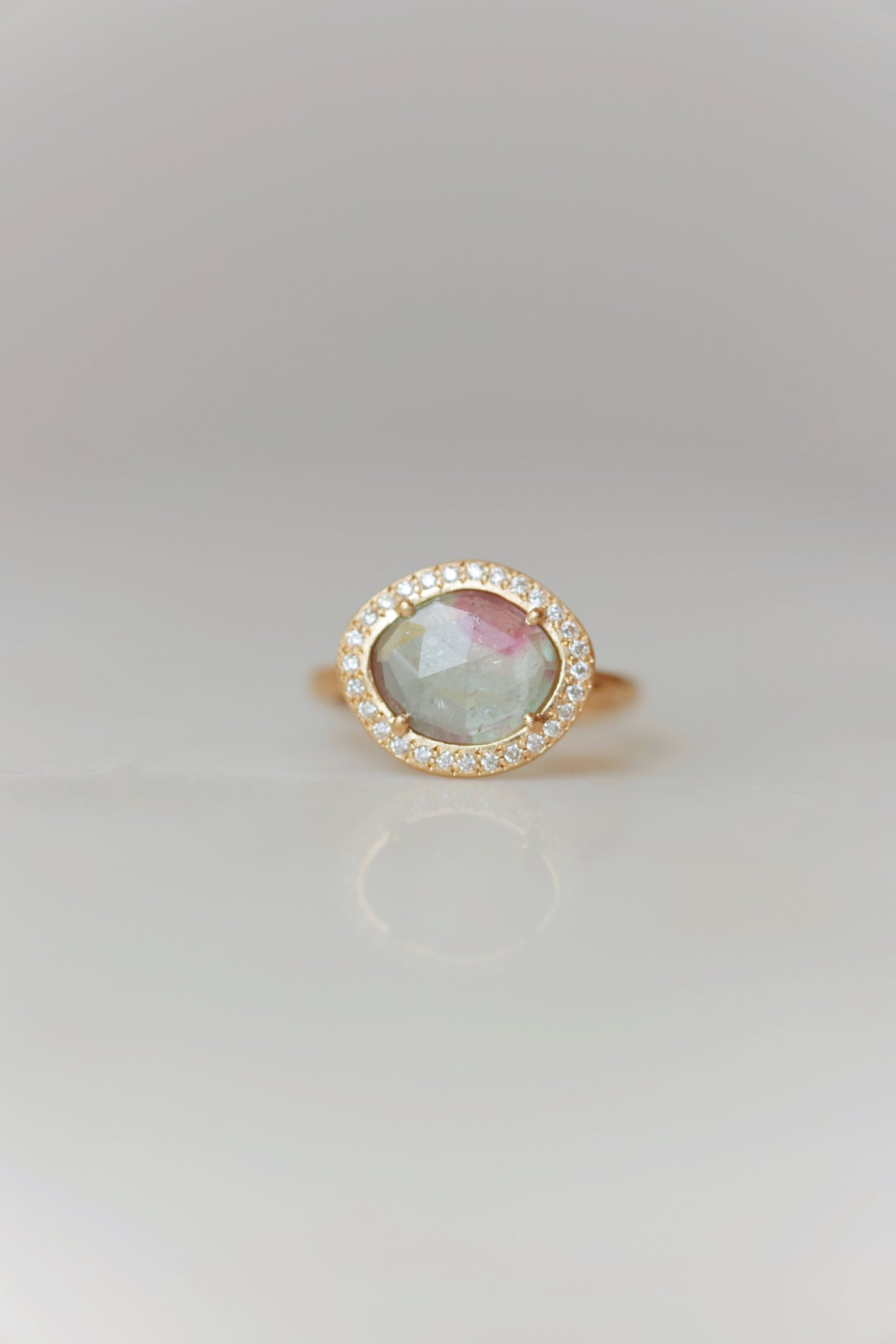Yasuko Azuma - Bi-color Tourmaline Halo Ring