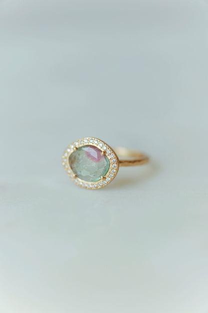 Yasuko Azuma - Bi-color Tourmaline Halo Ring