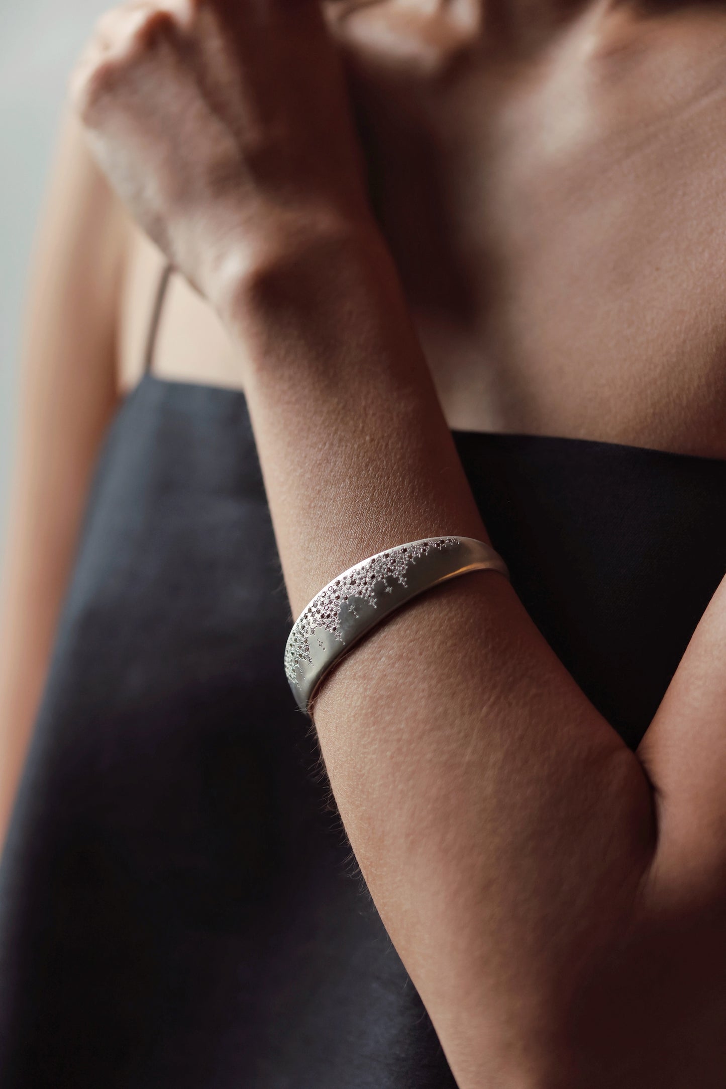Adel Chefridi - New Cascading Sky Cuff in white and champagne diamond