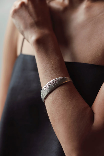 Adel Chefridi - New Cascading Sky Cuff in white and champagne diamond