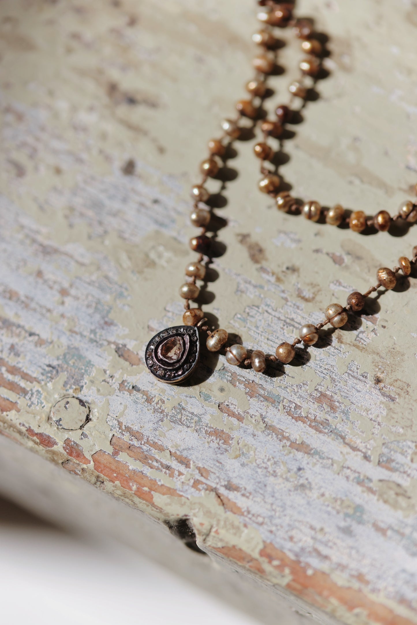 River Song - Copper and Gold Antique Pearl Strand