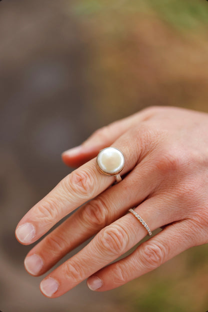 Jamie Joseph - Round Cultured Pearl Ring Size 7.25