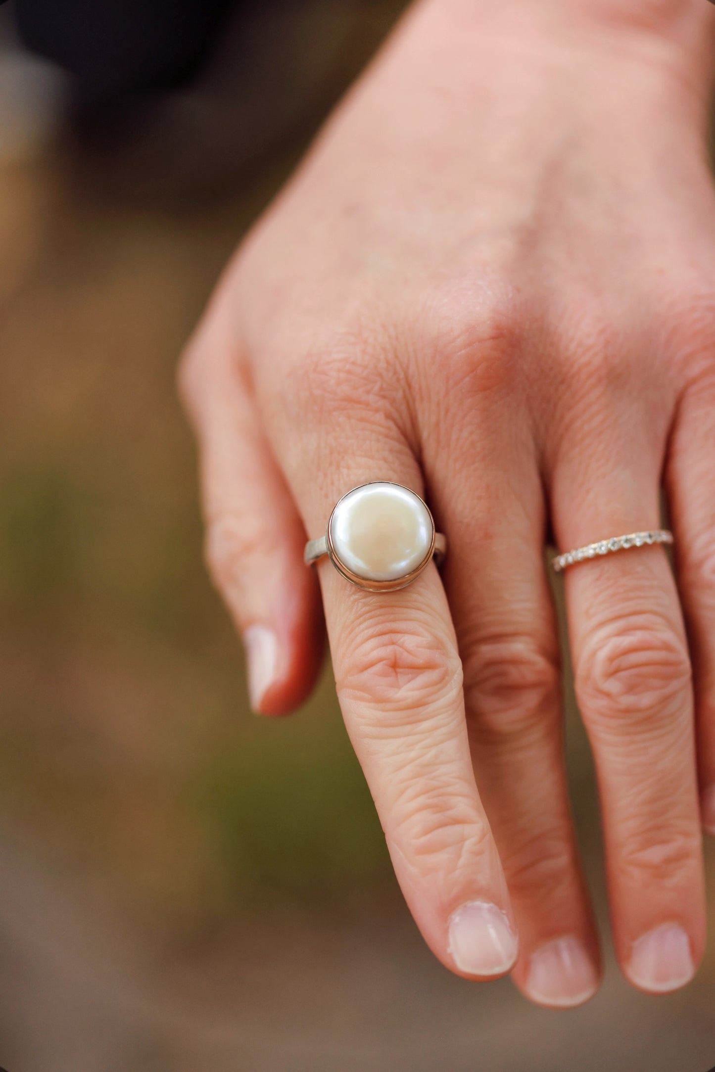 Jamie Joseph - Round Cultured Pearl Ring Size 7.25