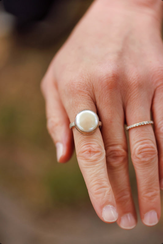 Jamie Joseph - Round Cultured Pearl Ring Size 7.25
