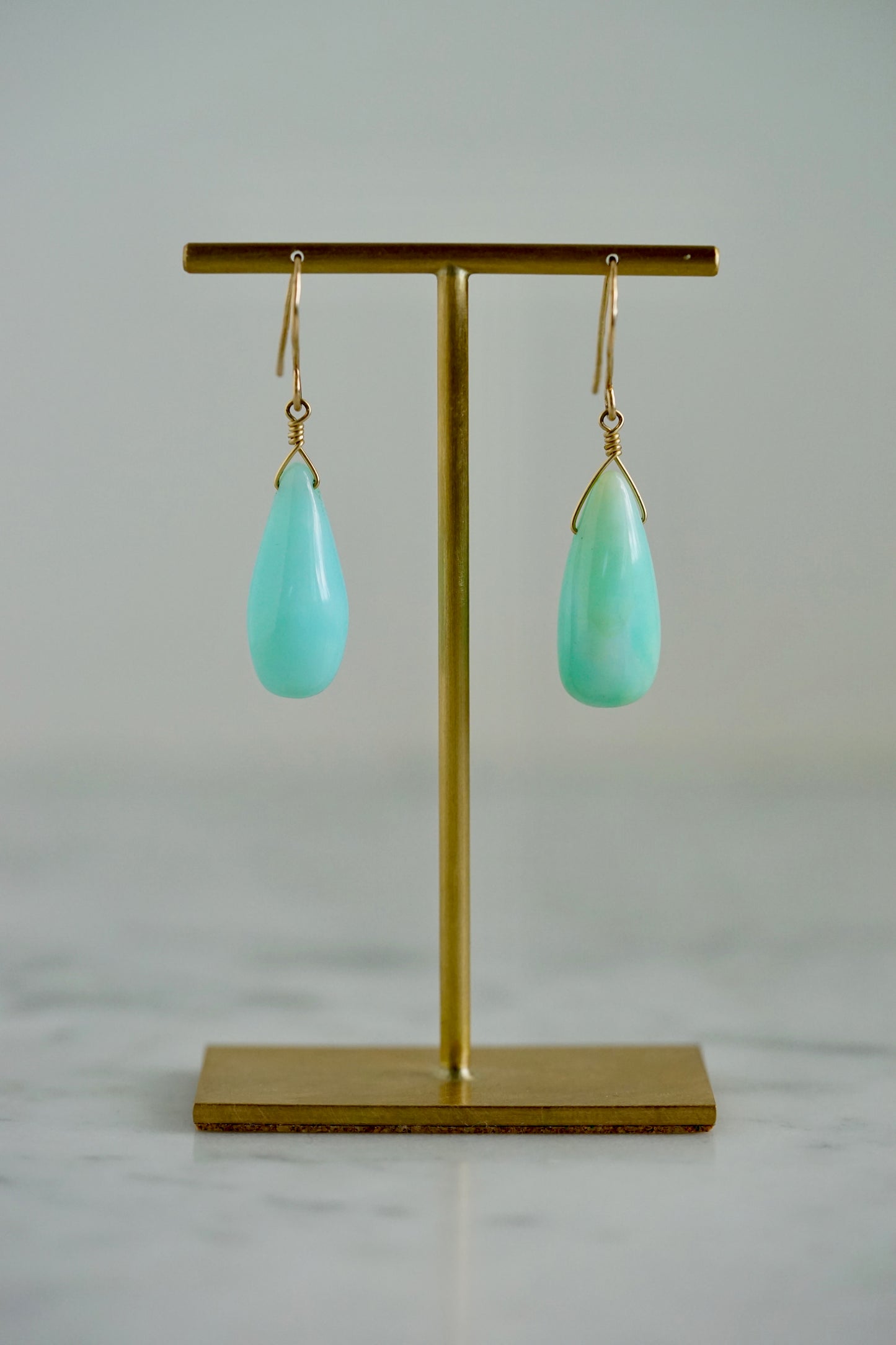 Rock Stella - Peruvian Opal cones on hammered 14 K gold-fill simple wires