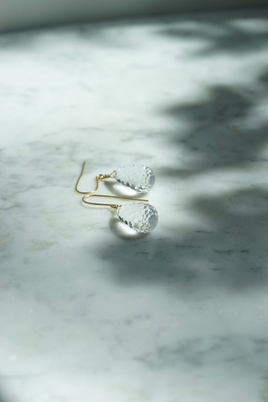 Rock Stella - Clear Quartz Bee hives on hammered 14 K gold-fill wires