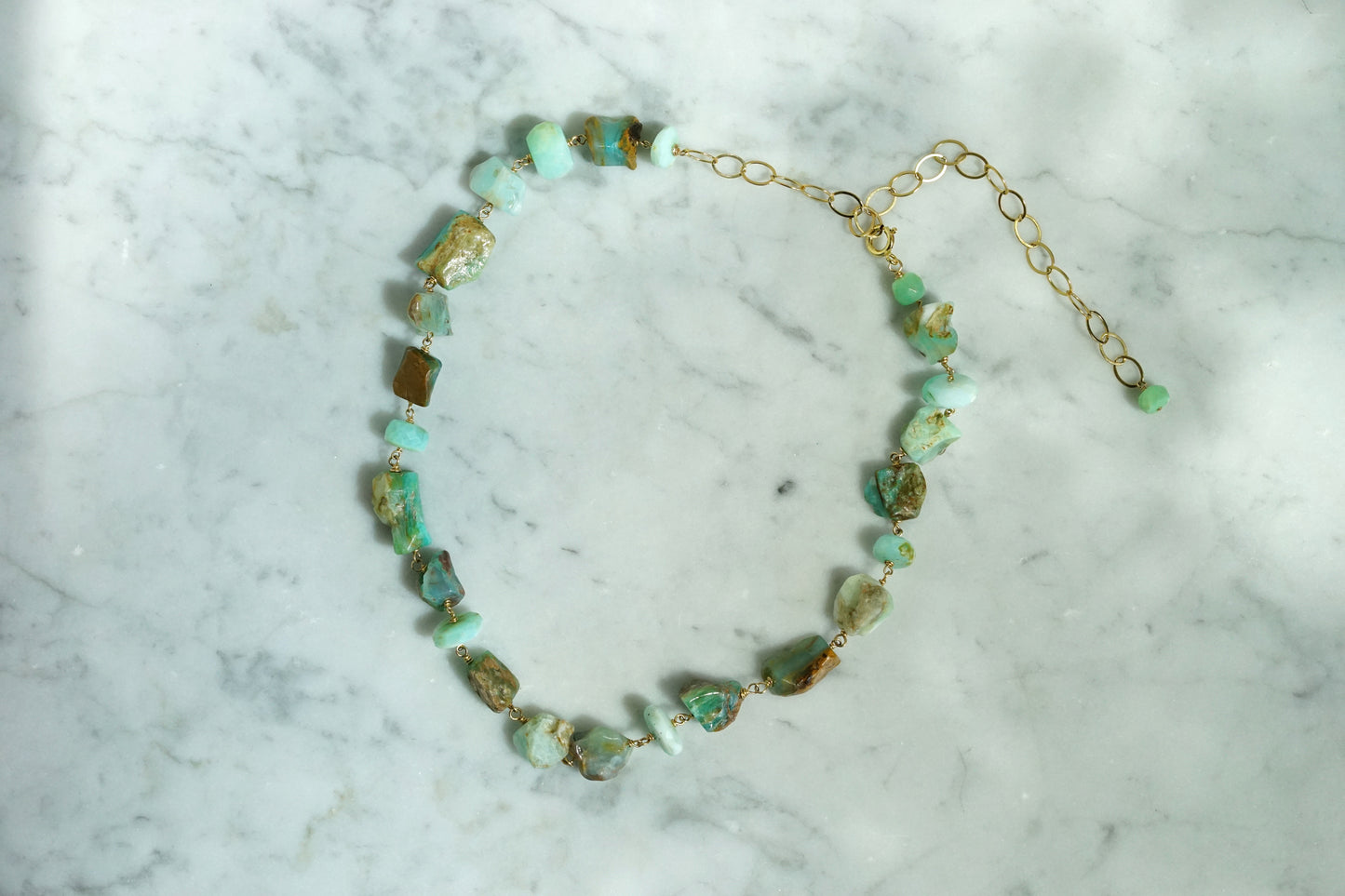 Rock Stella - Peruvian Opal Necklace 14K gold fill chain and wire - 16-22"