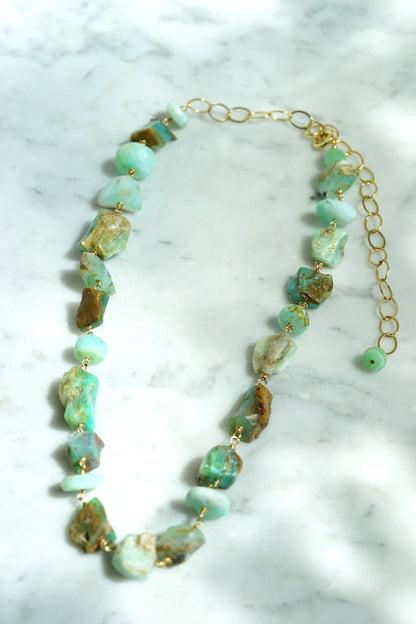 Rock Stella - Peruvian Opal Necklace 14K gold fill chain and wire - 16-22"