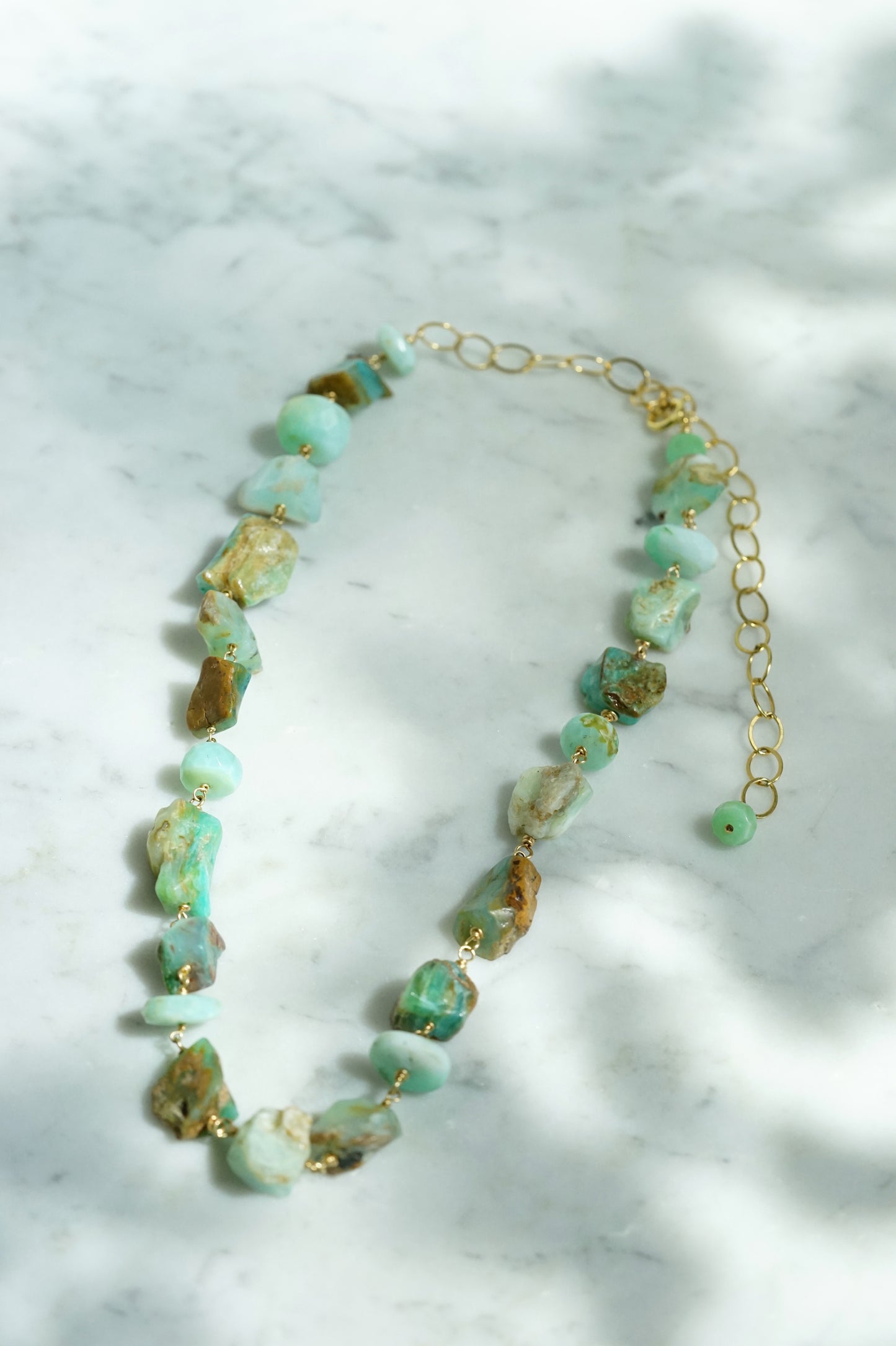 Rock Stella - Peruvian Opal Necklace 14K gold fill chain and wire - 16-22"