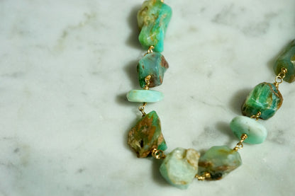 Rock Stella - Peruvian Opal Necklace 14K gold fill chain and wire - 16-22"