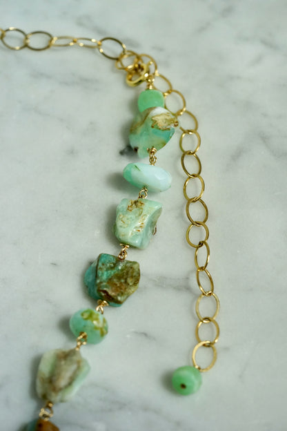 Rock Stella - Peruvian Opal Necklace 14K gold fill chain and wire - 16-22"