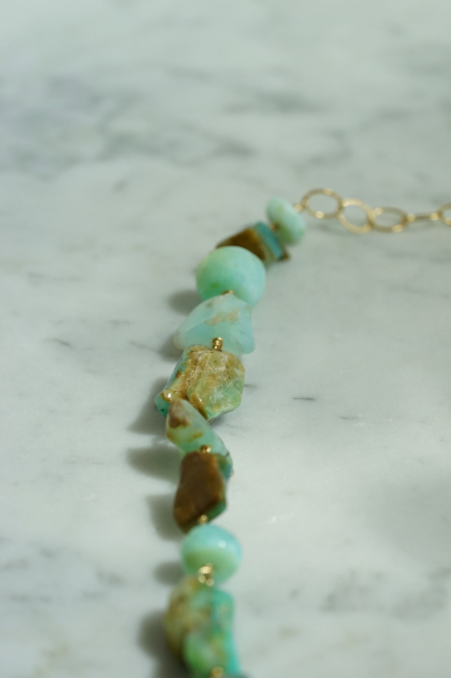 Rock Stella - Peruvian Opal Necklace 14K gold fill chain and wire - 16-22"