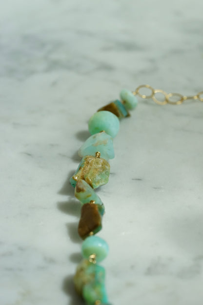 Rock Stella - Peruvian Opal Necklace 14K gold fill chain and wire - 16-22"