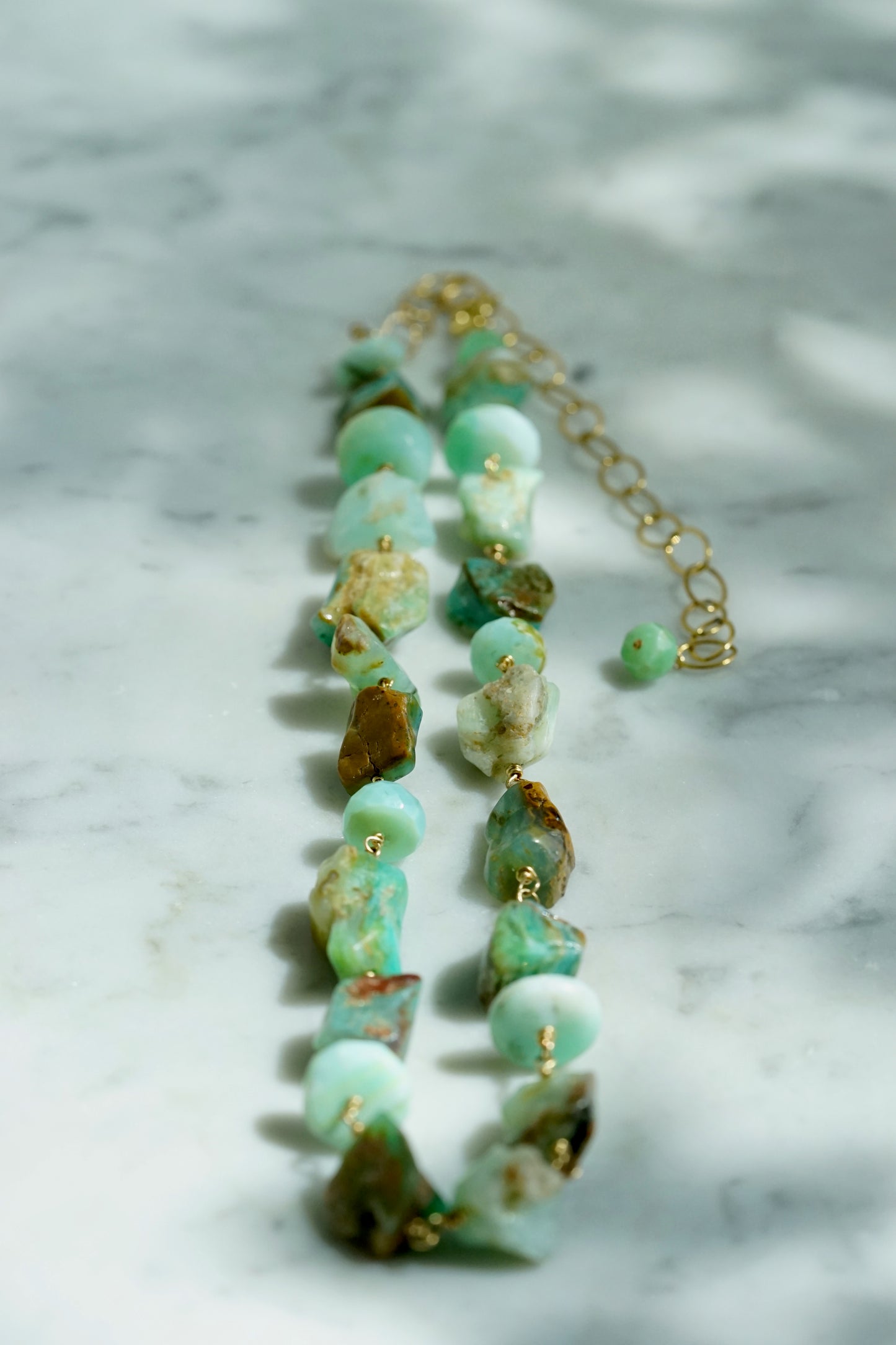 Rock Stella - Peruvian Opal Necklace 14K gold fill chain and wire - 16-22"