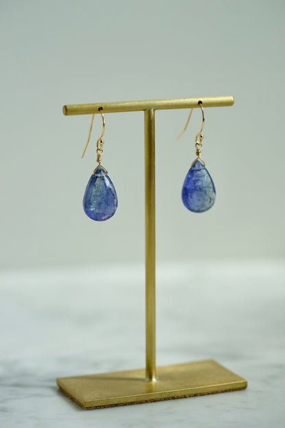 Rock Stella - Tanzanite small drops on solid 14K gold shepherd hook wires