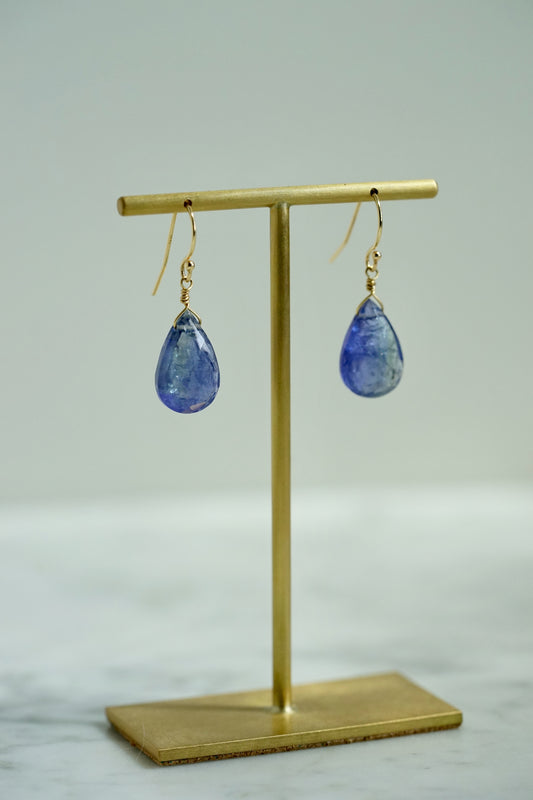 Rock Stella - Tanzanite small drops on solid 14K gold shepherd hook wires