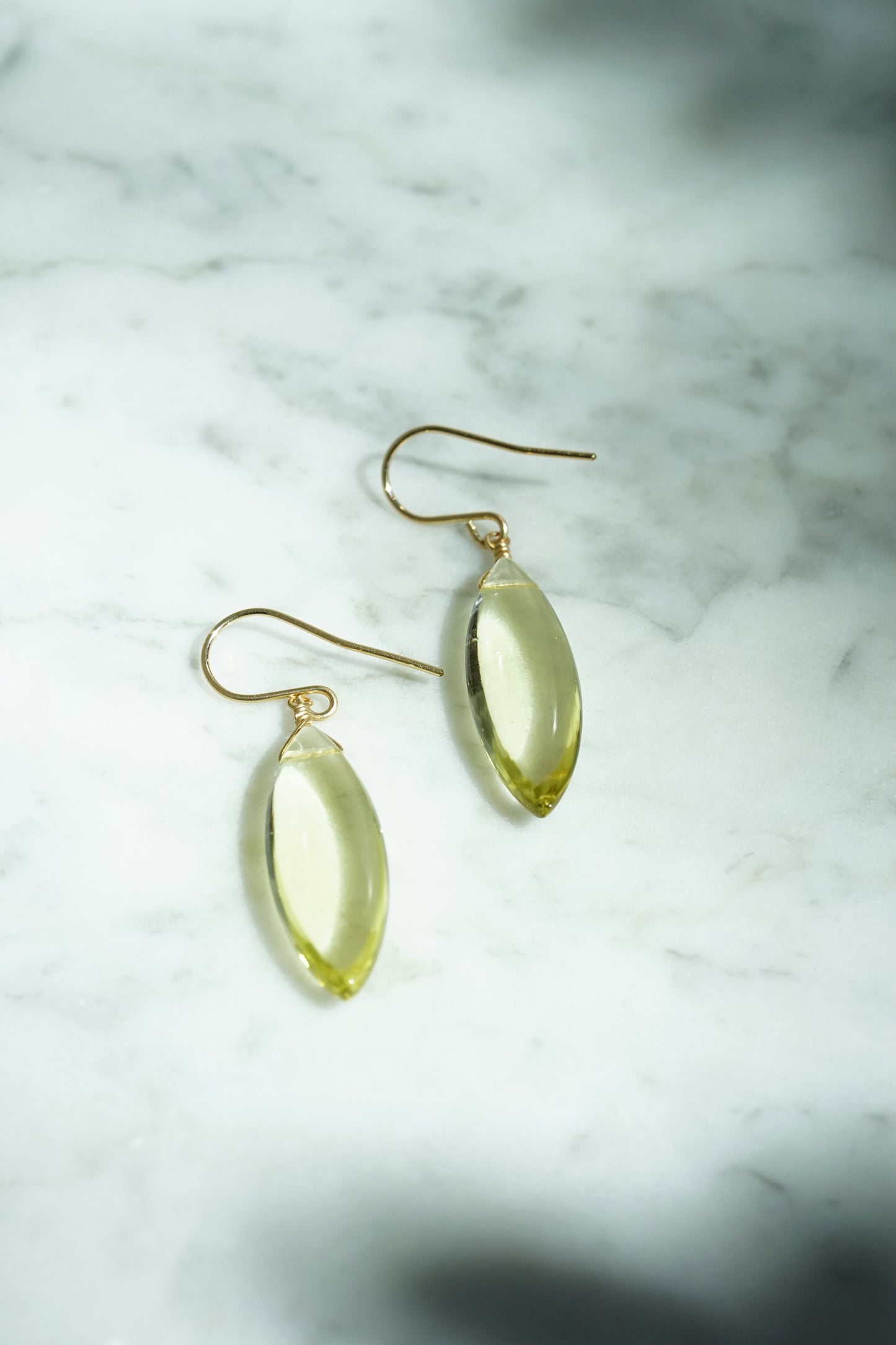 Rock Stella - Yellow Quartz smooth Marquise on hammered 14K gold-fill simple wire
