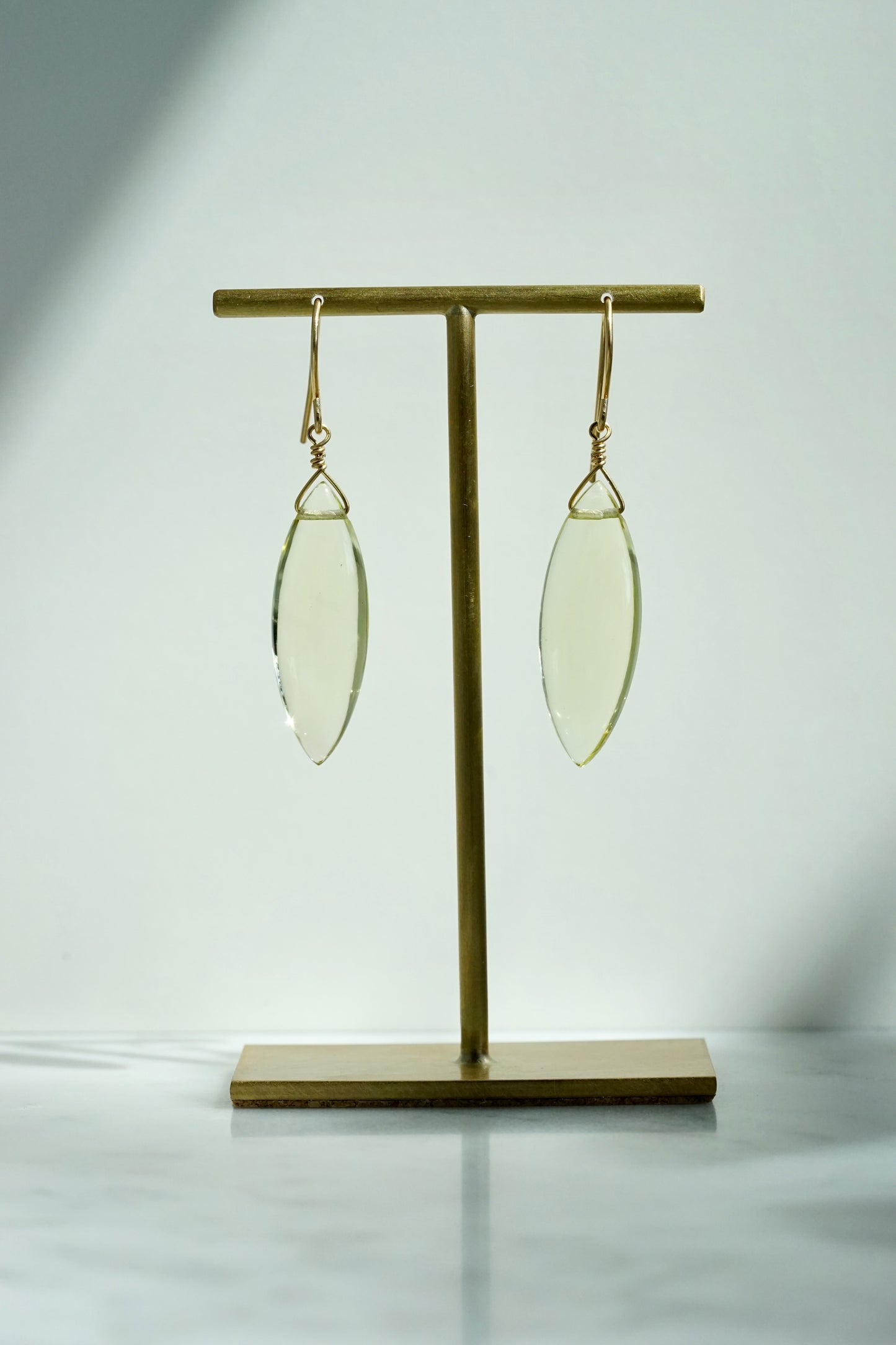 Rock Stella - Yellow Quartz smooth Marquise on hammered 14K gold-fill simple wire