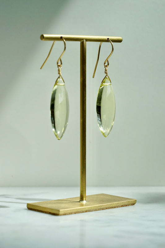 Rock Stella - Yellow Quartz smooth Marquise on hammered 14K gold-fill simple wire