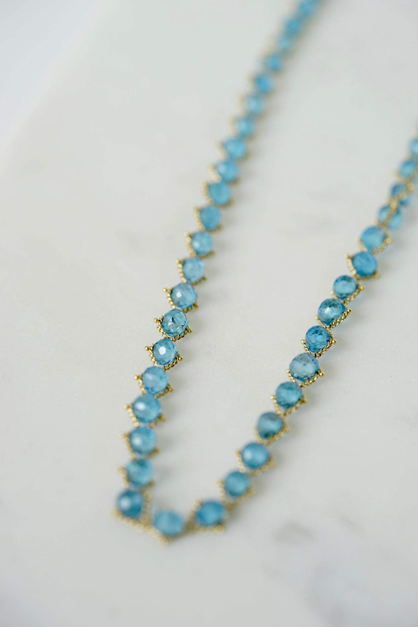 Amali - Woven London Blue Topaz in 18k gold 16-18"
