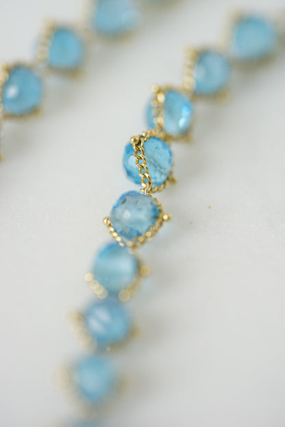 Amali - Woven London Blue Topaz in 18k gold 16-18"