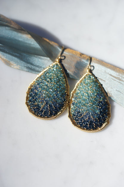 Dana Kellin - Indigo Ombre Mosaic Large Teardrop Earring w/ 14k fill wire