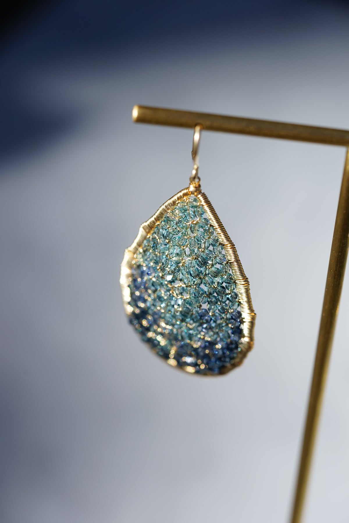 Dana Kellin - Indigo Ombre Mosaic Large Teardrop Earring w/ 14k fill wire