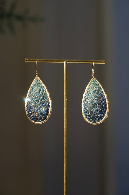 Dana Kellin - Indigo Ombre Mosaic Large Teardrop Earring w/ 14k fill wire