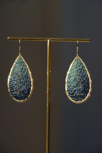 Dana Kellin - Indigo Ombre Mosaic Large Teardrop Earring w/ 14k fill wire