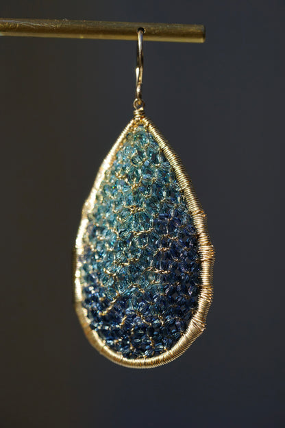 Dana Kellin - Indigo Ombre Mosaic Large Teardrop Earring w/ 14k fill wire