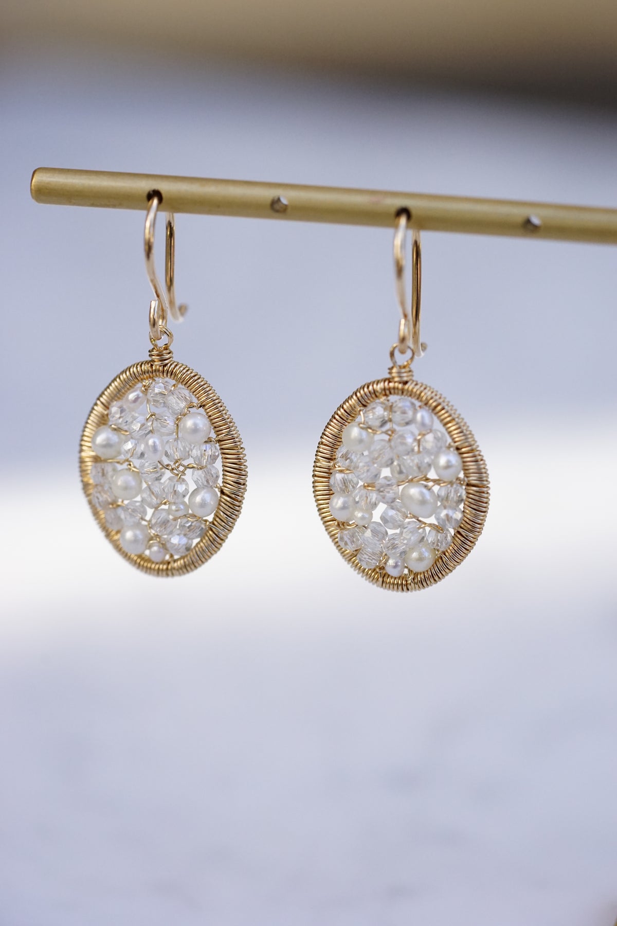 Dana Kellin - Small Oval Crystal Pearl Earring with 14k gold fill wire