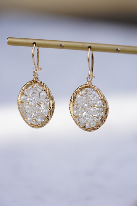 Dana Kellin - Small Oval Crystal Pearl Earring with 14k gold fill wire