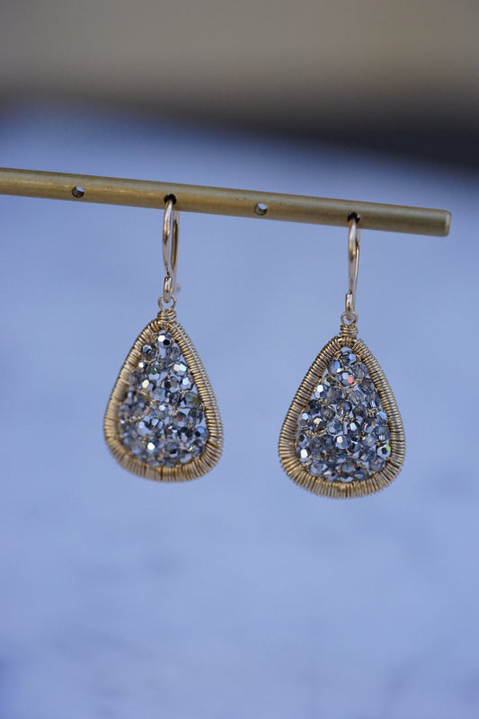 Dana Kellin - Plat Crystal Teardrop earrings w/ 14k fill wire