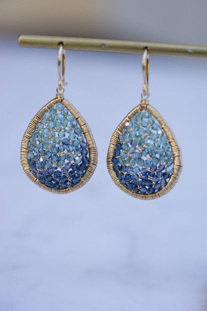 Dana Kellin - Blue Ombre Mosaic Medium Teardrop Earring w/ 14k fill wire