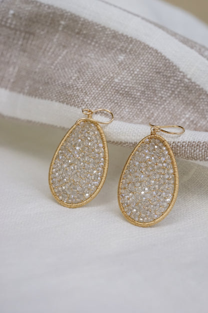 Dana Kellin - Large Oval Clear Crystal Earring with 14k gold fill wire