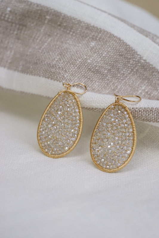 Dana Kellin - Large Oval Clear Crystal Earring with 14k gold fill wire