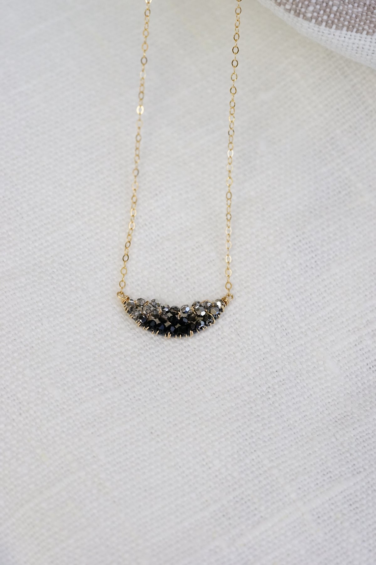 Dana Kellin - Deco crystal Crescent Necklace with 14k fill wire