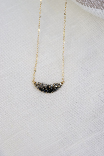 Dana Kellin - Deco crystal Crescent Necklace with 14k fill wire