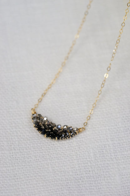 Dana Kellin - Deco crystal Crescent Necklace with 14k fill wire
