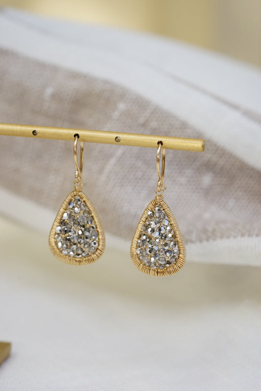 Dana Kellin - Plat Crystal Teardrop earrings w/ 14k fill wire