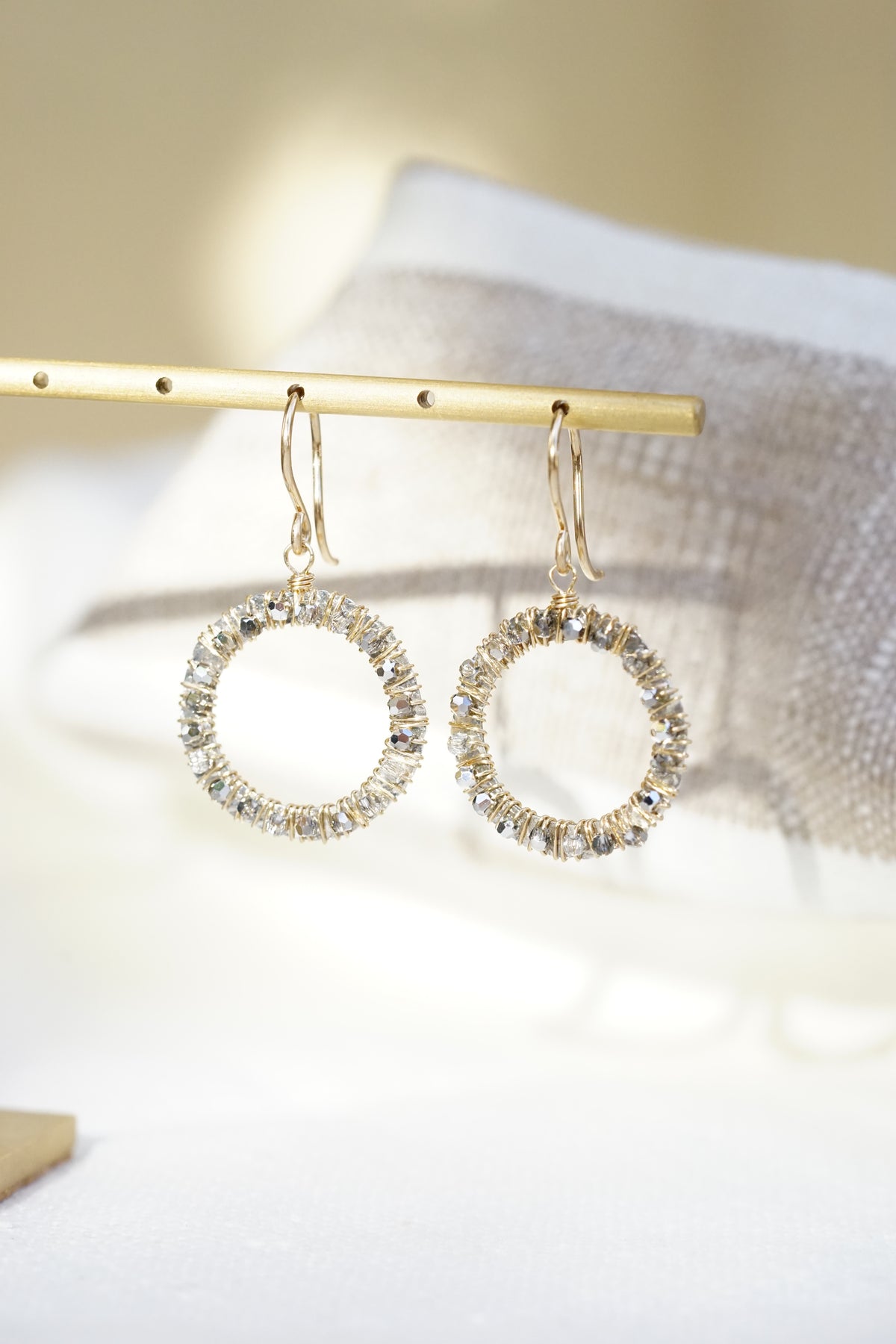 Dana Kellin - Plat Crystal and Silver Circle Earring with 14k fill wire