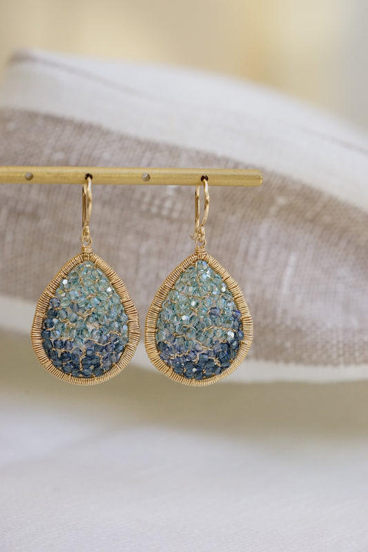 Dana Kellin - Blue Ombre Mosaic Medium Teardrop Earring w/ 14k fill wire