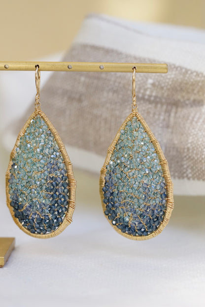 Dana Kellin - Indigo Ombre Mosaic Large Teardrop Earring w/ 14k fill wire