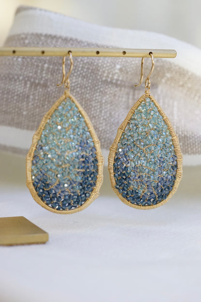 Dana Kellin - Indigo Ombre Mosaic Large Teardrop Earring w/ 14k fill wire