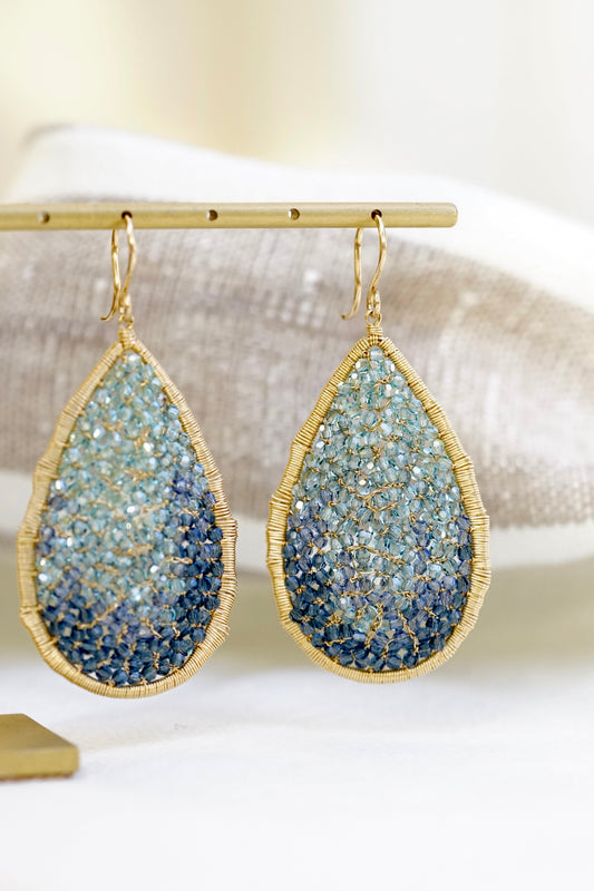 Dana Kellin - Indigo Ombre Mosaic Large Teardrop Earring w/ 14k fill wire
