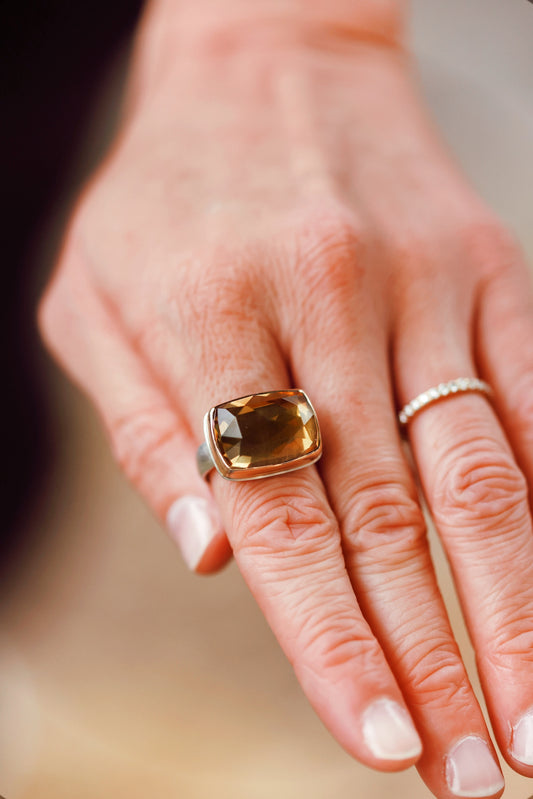 Jamie Joseph Rectangular Citrine Ring Size 8